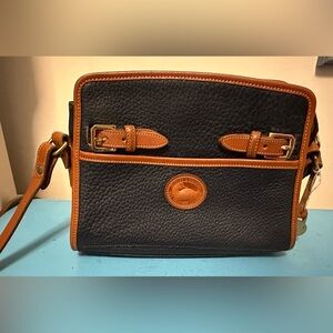 Dooney & Bourke Vintage Black Tan All Weather Leather Crossbody Shoulder Bag
